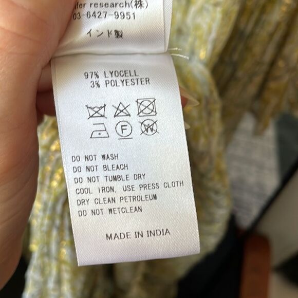 Ne Quittez Pas Chiffon Yellow Midi Dress Sheer Long Sleeve S - Picture 10 of 10